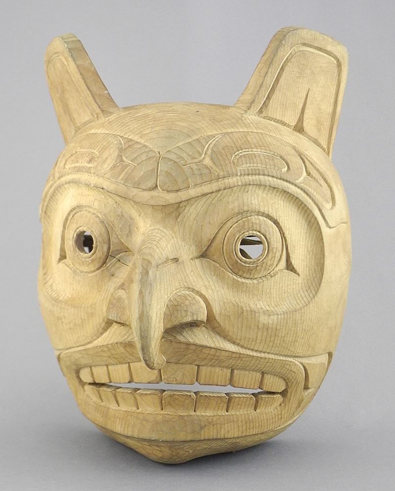 Northwest Coast Style "Hawk" Mask signed Paul Johnny, 9 1/2"h. (1 of 2)