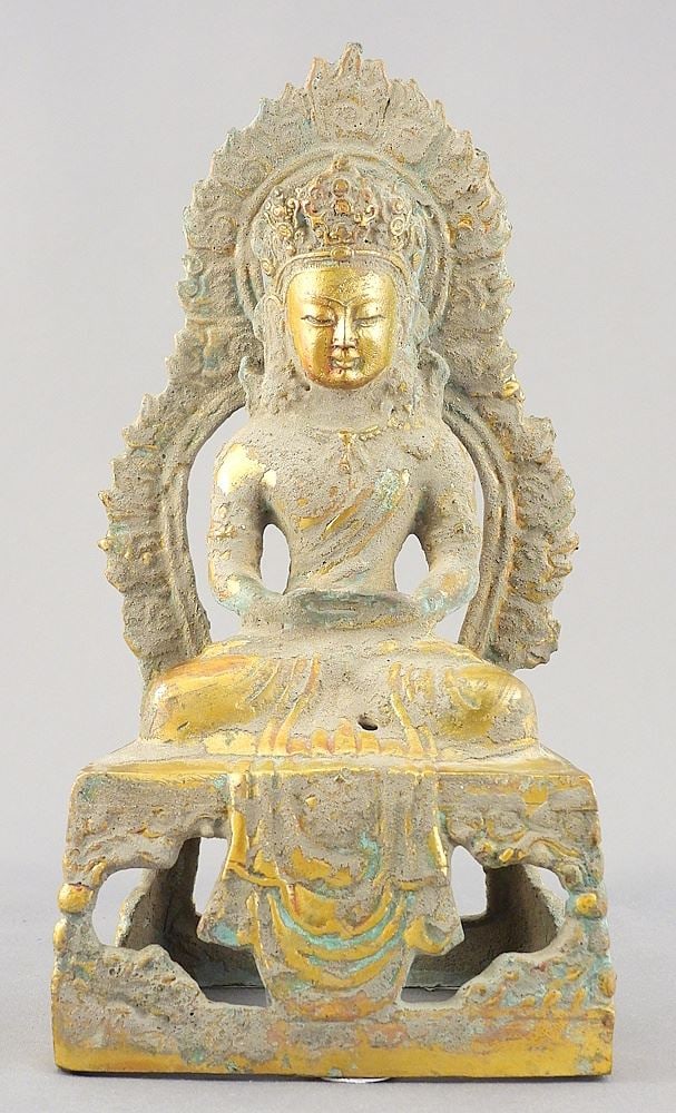 Chinese Gilt Metal Figure of the Buddha, 7 1/4"h. (1 of 3)