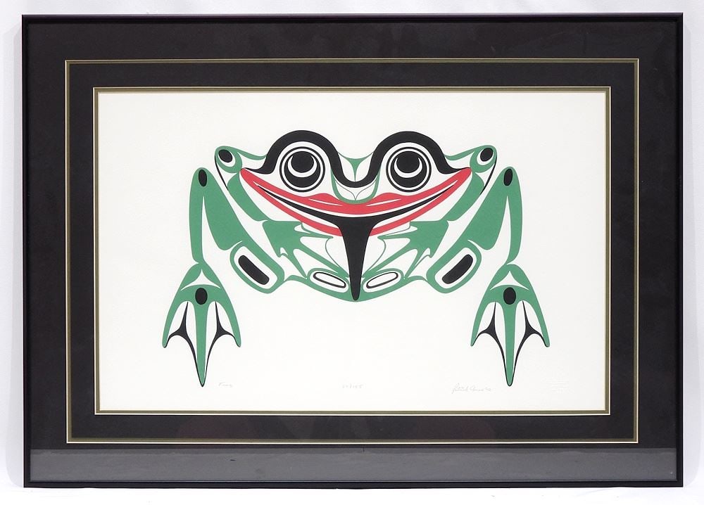 Nuu-Chah-Nulth Serigraph signed Patrick Amos '96, 13 1/2 x 24 1/4" "Frog" #87/155. (1 of 3)