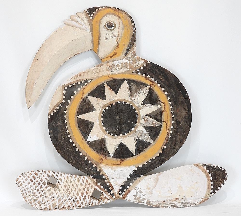Maprik Papua New Guinea "Hornbill" Longhouse Plaque, 28 x 29 x 1 1/2". (1 of 4)