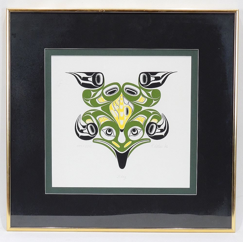 Haida Serigraph signed Richard Adkins /86, 9 1/8 x 9 3/4" "Frog" #144/225. (1 of 4)