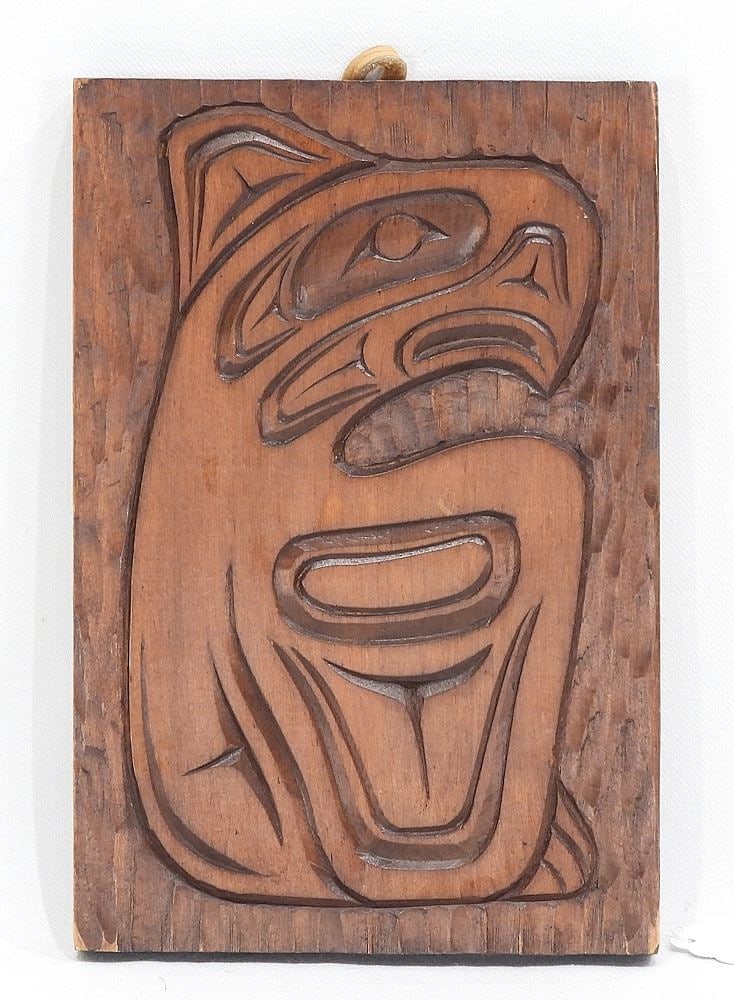 Haisla Plaque signed L. (Lyle) Wilson, 8 1/4 x 5 1/2" "Raven". (1 of 2)