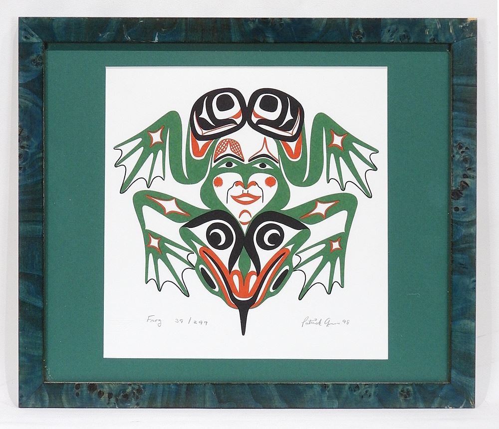 Nuu-Chah-Nulth Serigraph signed Patrick Amos '98, 10 3/4 x 10 3/8" "Frog" #39/299. (1 of 3)