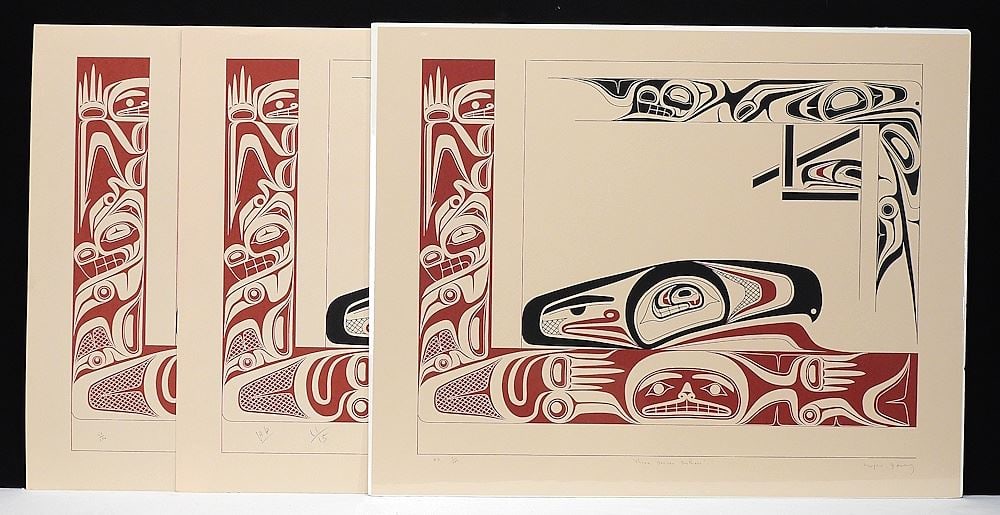 Nisga'a Serigraph signed Wayne Young , 22 x 28" "Three Beaver Brothers". (1 of 3)