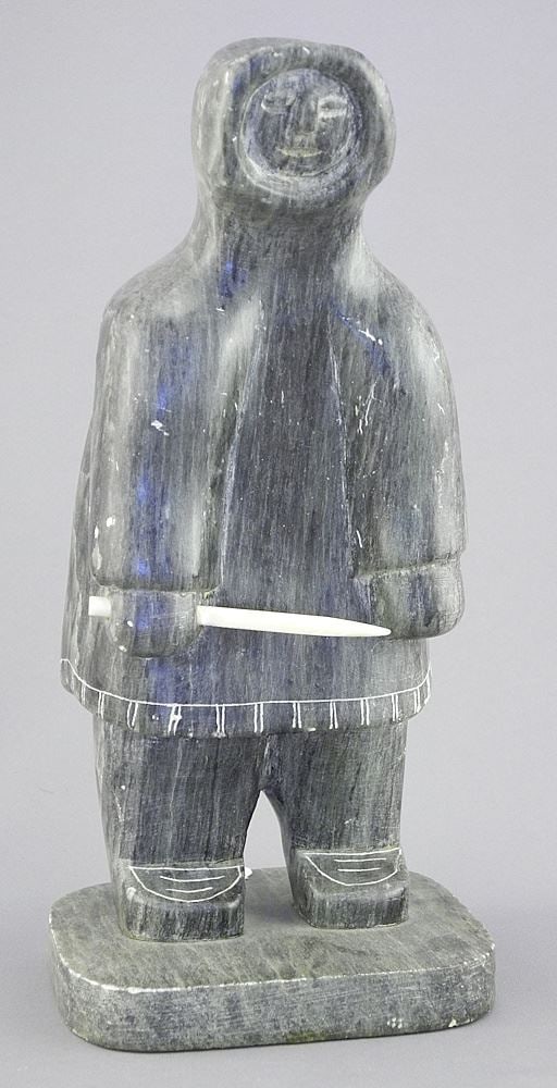 Inuit-Style Stone Figure signed Dimu 1964, 8 1/4"h. (1 of 4)