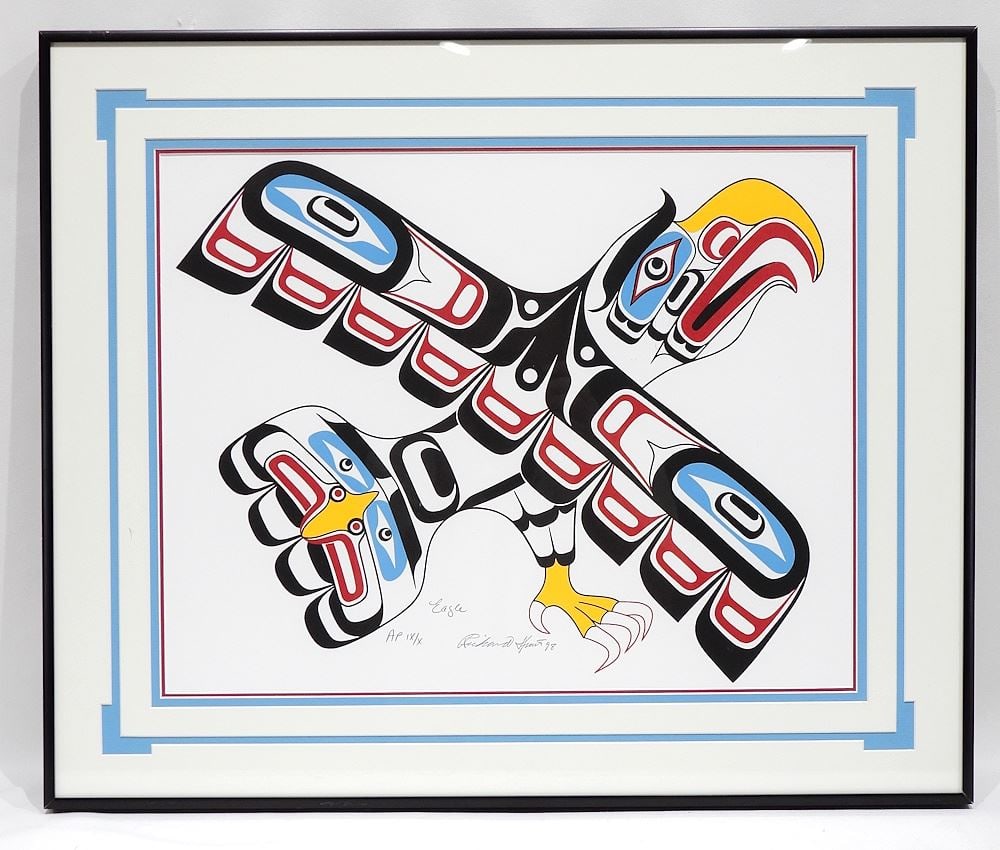Kwagiulth Serigraph signed Richard Hunt '98, 13 3/4 x 17 3/4" "Eagle" A/P IX/X. (1 of 3)