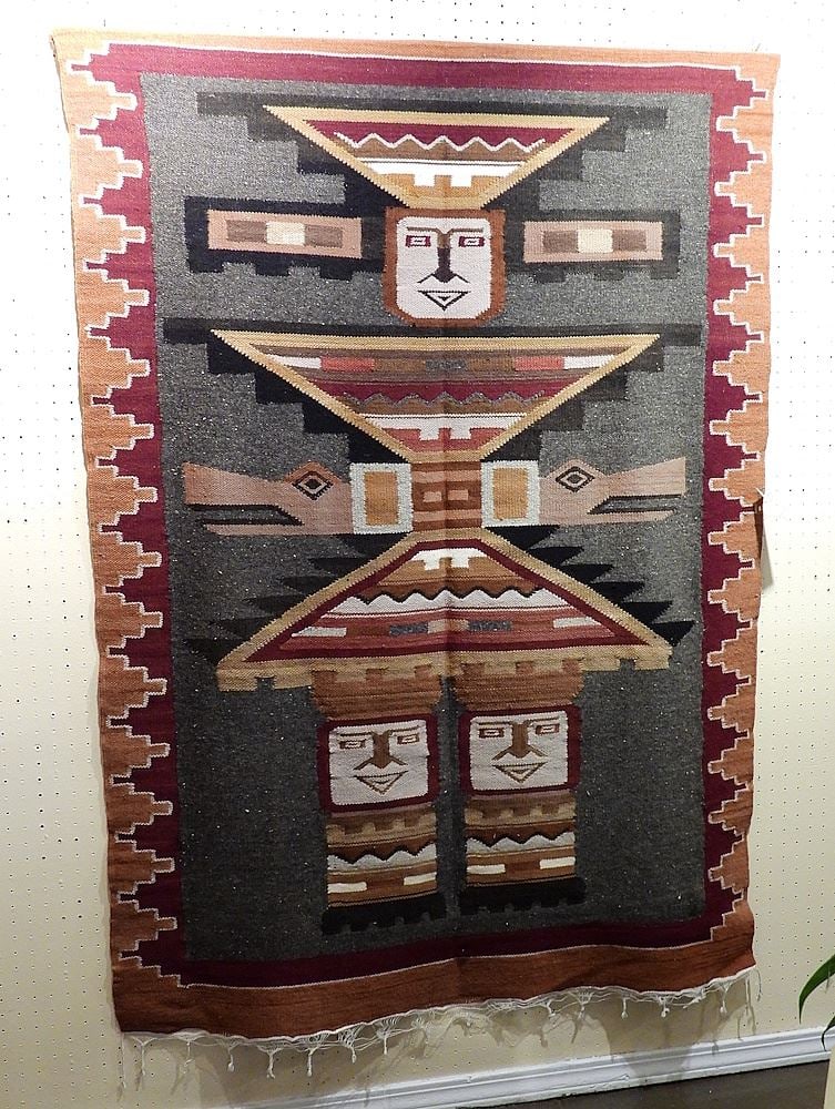 South American Flatweave Textile, Approximately 3'9" x 6'3". (1 of 2)