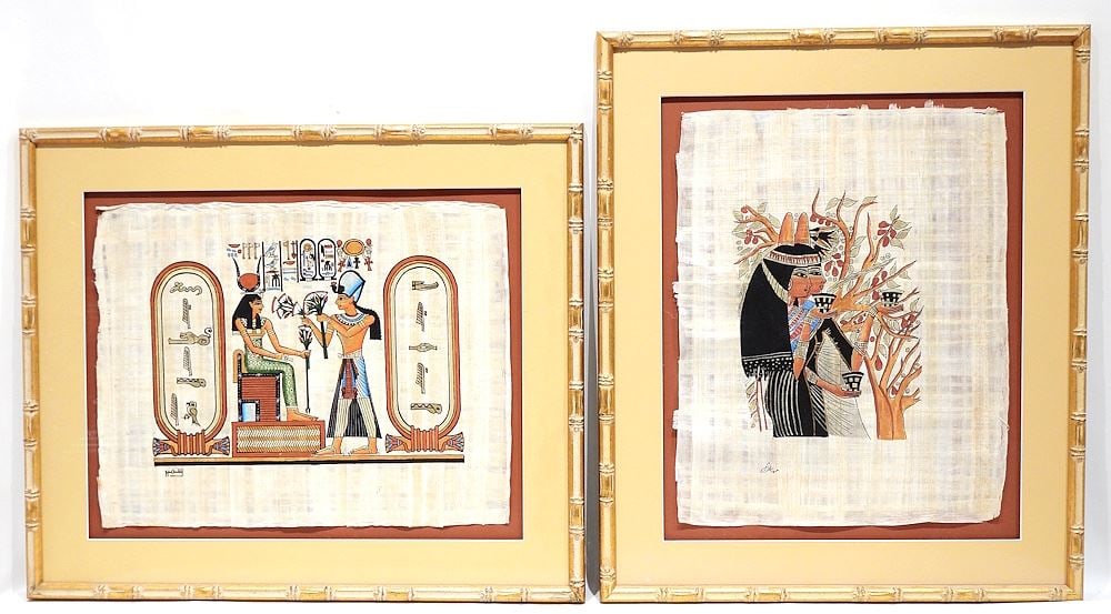 Pair of Paintings on Papyrus, 13 x 17 1/2". (1 of 5)