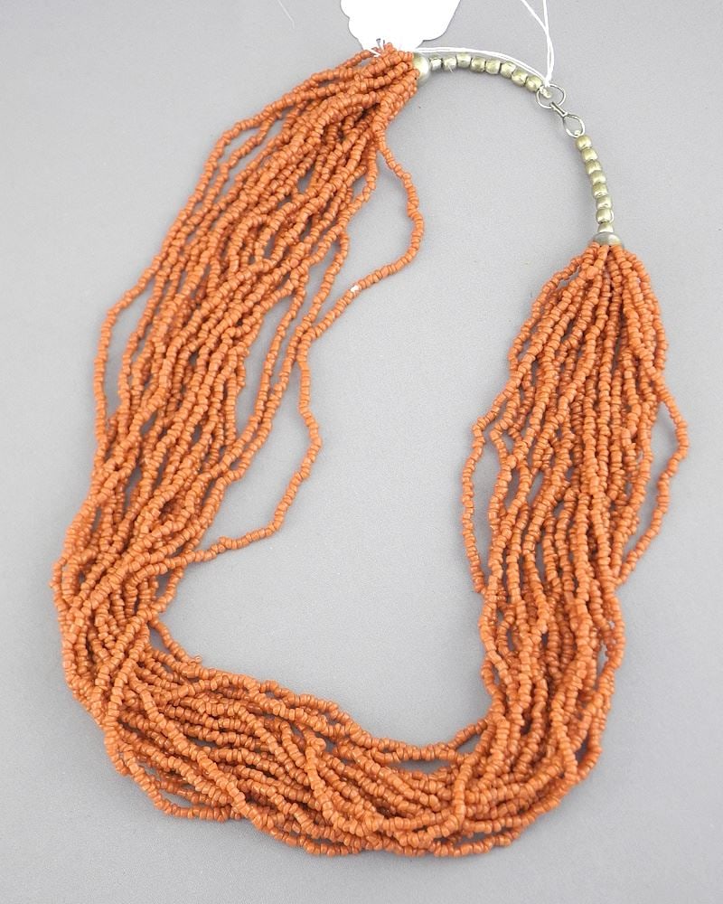 Vintage Natural Red Coral Multi- Strand Beaded Necklace, 20"L.: Vintage Natural Red Coral Multi- Strand Beaded Necklace, 20"L.
