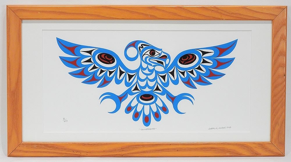 Salish Serigraph signed Joseph M. Wilson 2006, 8 x 16 1/4" "Thunderbird" #21/299. (1 of 3)