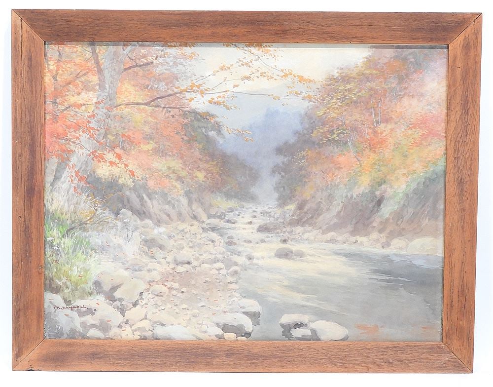 Watercolour signed T. (Tokusaburo) Kobayashi, 19 1/4 x 26", "Japanese Landscape". (1 of 5)