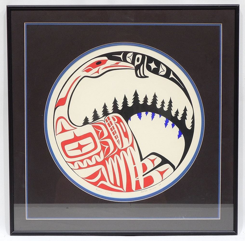 Nuu-Chah_Nulth Serigraph signed Patrick Amos, 12 3/4" Diameter "Swan " #1/150. (1 of 3)