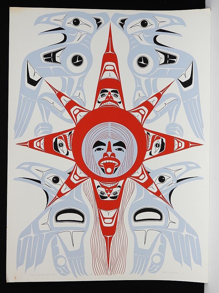 Gitxsan Serigraph signed Robert E. Sebastien, 29 3/8 x 22" "Raven Brings Light..." #6/100 (s (1 of 2)