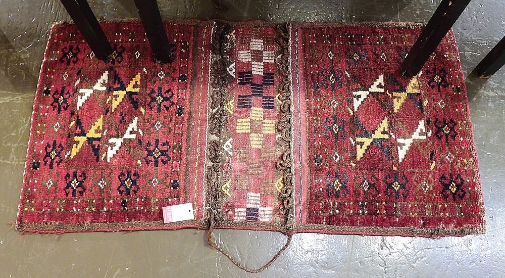 Afghan Wool Saddle Bags, 2' x 3' x 11".: Afghan Wool Saddle Bags, 2' x 3' x 11".
