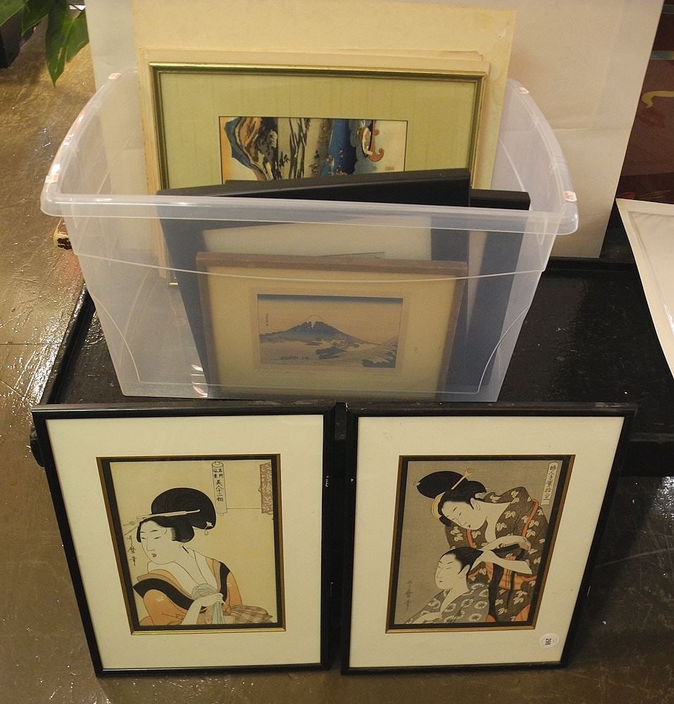 Pair of Japanese Prints by Kitagawa Utamaro (10 3/4 x 7 3/4") Incl. Damage & Reprp Prints (15p (1 of 3)