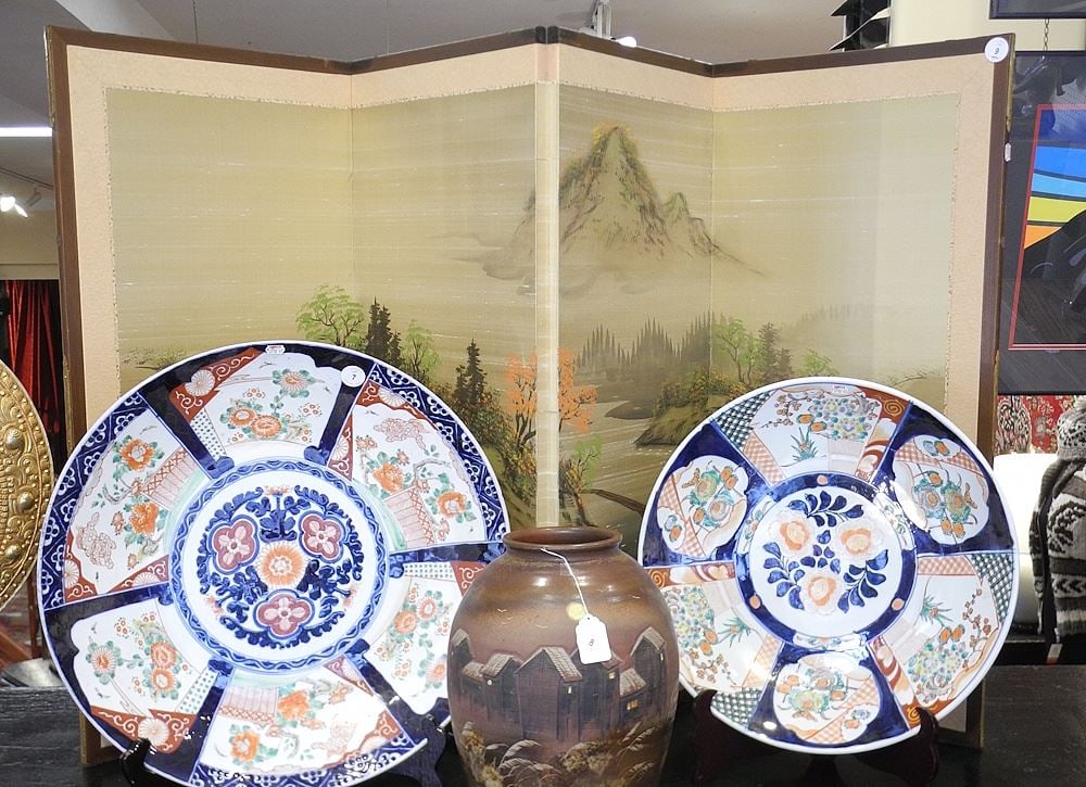 Asian Four Panel Table Screen, Each Panel 36 x 16 3/4". (1 of 1)