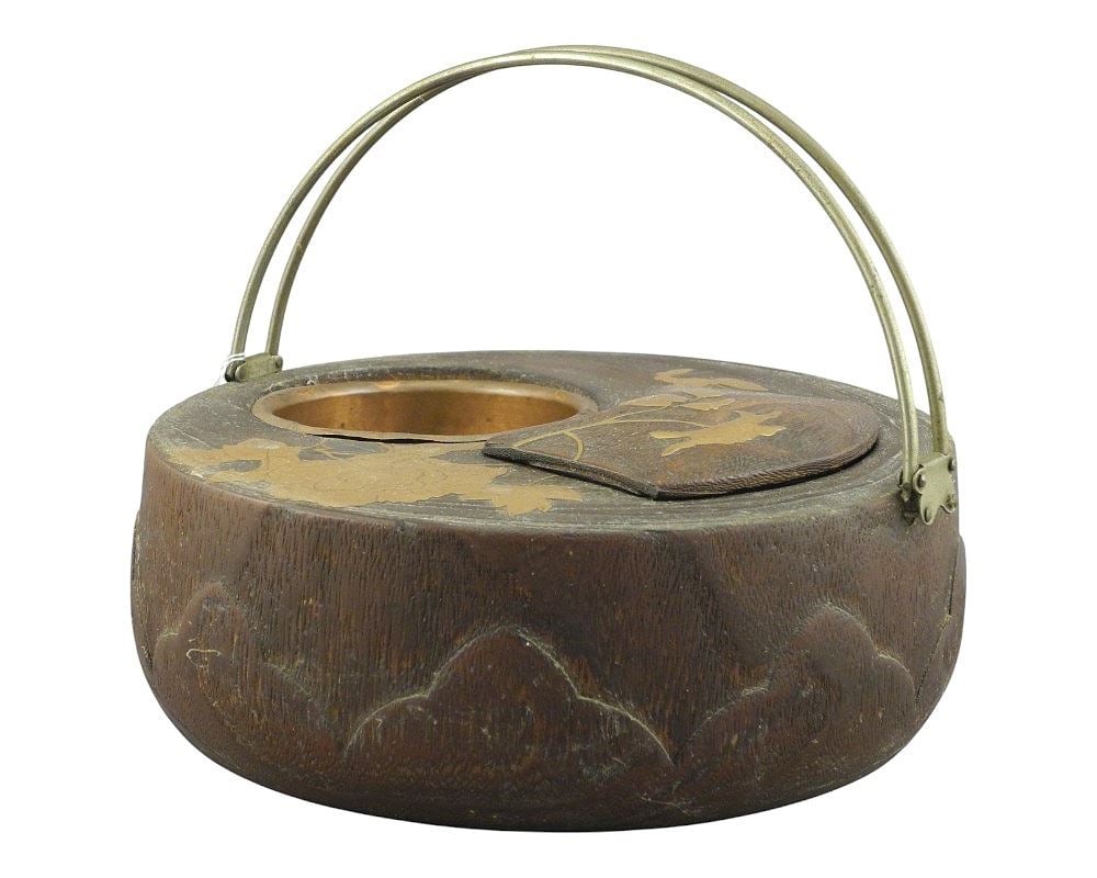 Japanese Wood & Lacquer Tabako Bon, 3"h x 8 1/2" Diameter. (1 of 3)