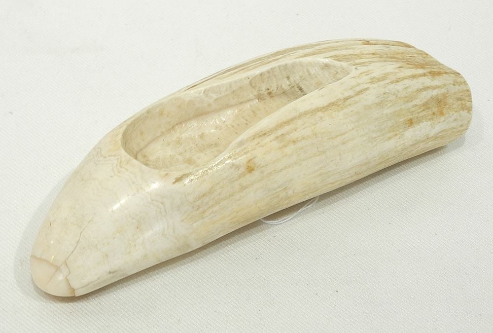 Sperm Whale Tooth Pipe Rest, Mark NORH, 6"L, 288g, NO EXPORT. (1 of 4)