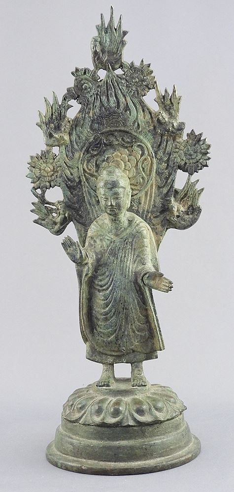 Cambodian Copper Alloy Figure of the Buddha, 11 3/4"h. (1 of 4)