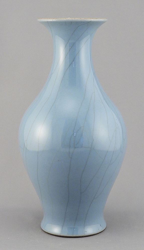 Chinese Sky Blue Oviform Porcelain Vase, 9 1/4"h.: Chinese Sky Blue Oviform Porcelain Vase, 9 1/4"h.