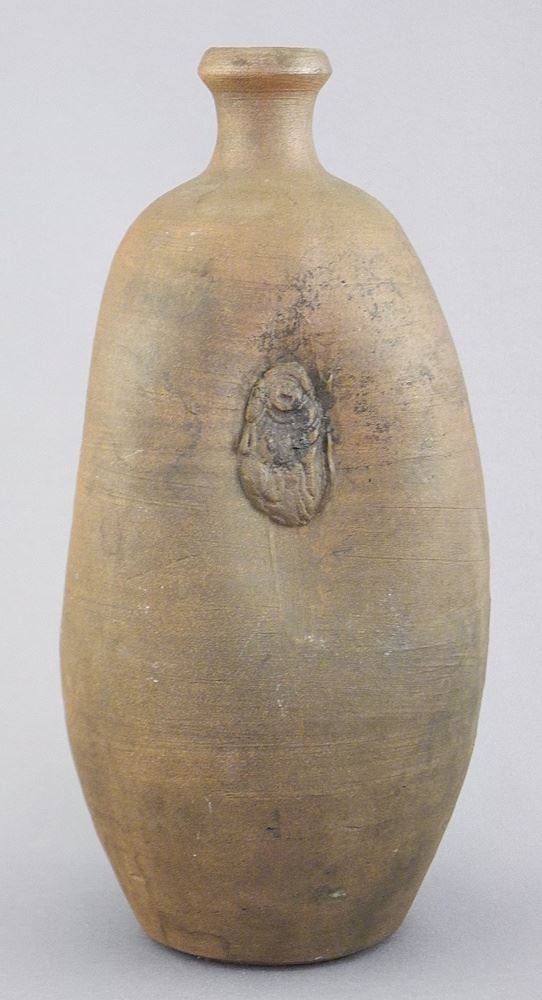 Japanese Bizen Ware Sake Bottle, 7 3/8"h. (1 of 3)