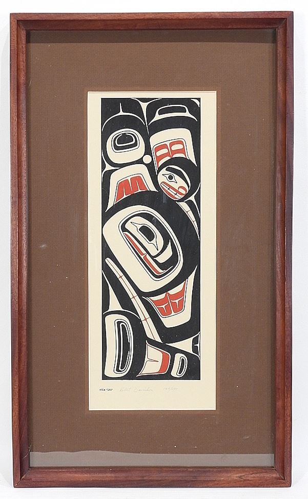 Haida Serigraph Monogrammed & signed Robert Davidson '75, 15 x 5 7/8" "Killer Whale". (1 of 6)