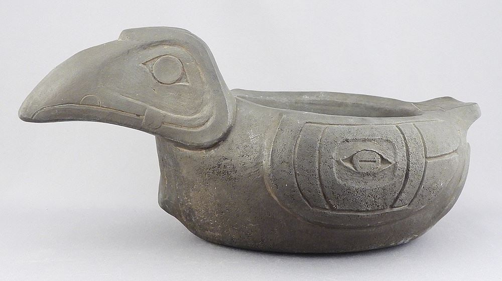 Northwest Coast Designed Eagle Bowl Signed Philip Thorn '70, 13" in Length. (1 of 4)