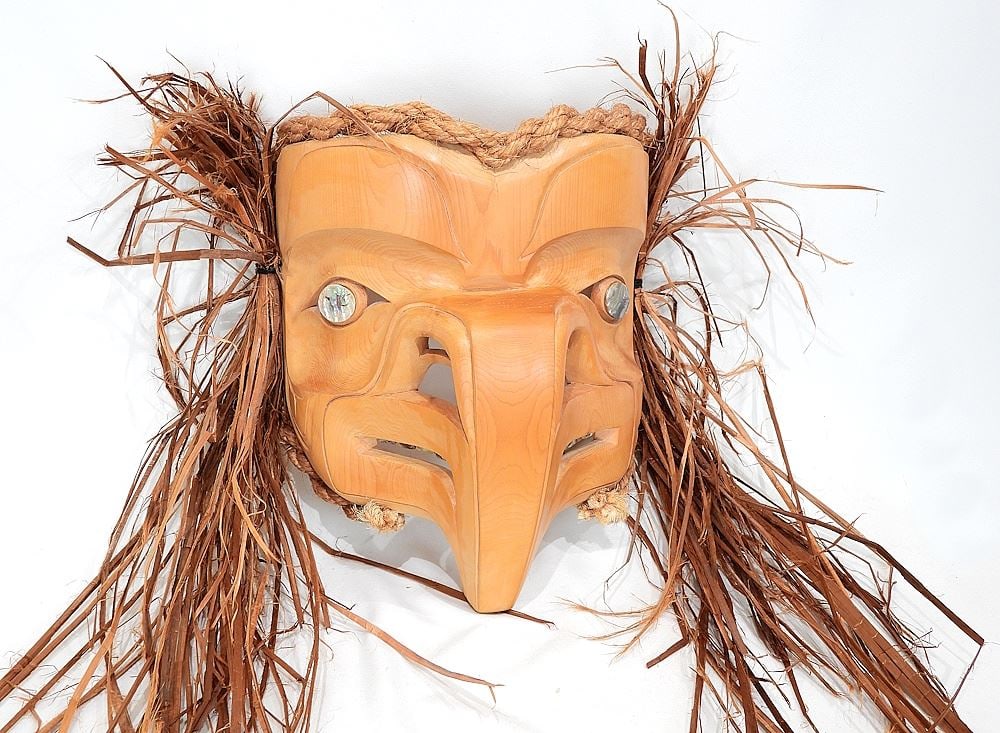 Northwest Coast Mask signed Derek Heaton, 15 1/2 x 13 x 10 1/2" "Eagle Chief". (1 of 3)