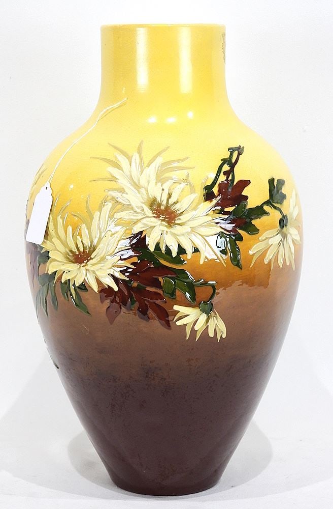 Burmantofts Faience Vase, Impressed 1021/5241, 14 1/2"h (restoration noted).: Burmantofts Faience Vase, Impressed 1021/5241, 14 1/2"h (restoration noted).
