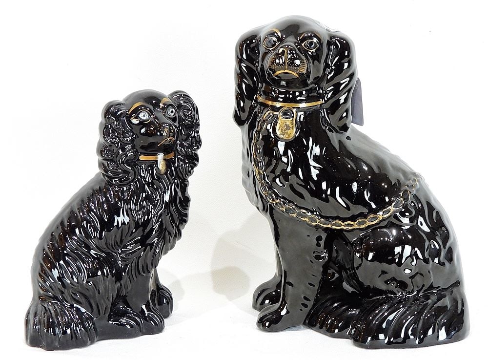 Two Jackfield Staffordshire Dogs, 7 & 9"h. (1 of 2)