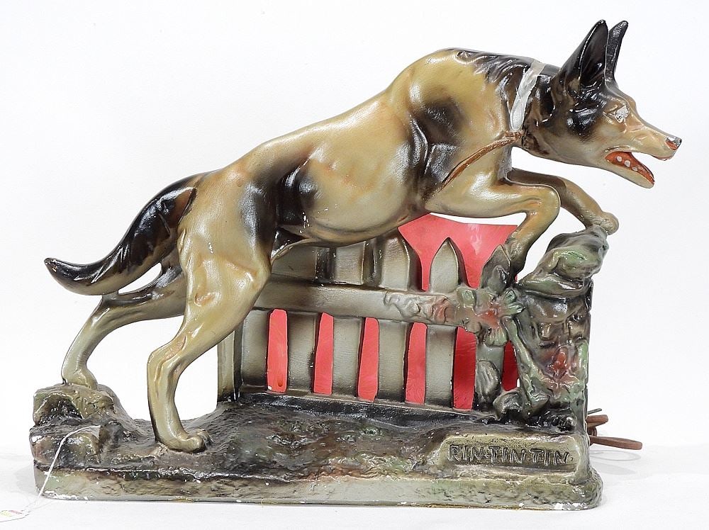Floretine Lamps of Ontario "Rin Tin Tin" Composition Radio Lamp. (1 of 2)