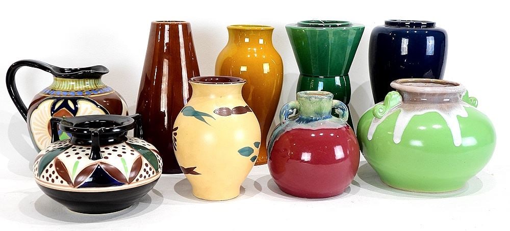 Nine Pieces of Awaji & Other Japanese Pottery, 4 - 8 3/8"h. (1 of 2)