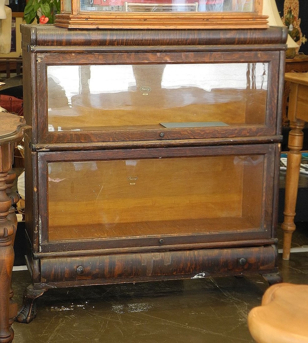 Macey Two Section Barristers Bookcase, 38"h (as found). (1 of 2)
