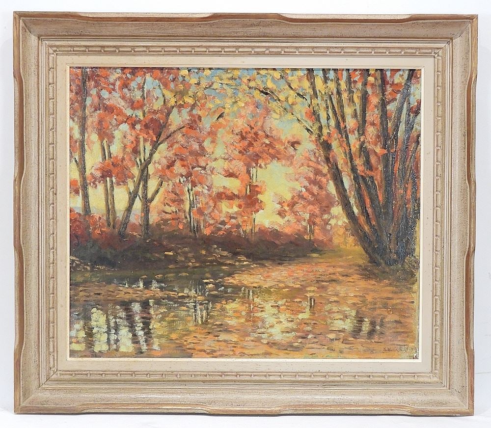 Oil on Canvas signed H.W. (Hulan William) Flemming, 20 x 24" "Autumn Scene Near Stirling...". (1 of 4)