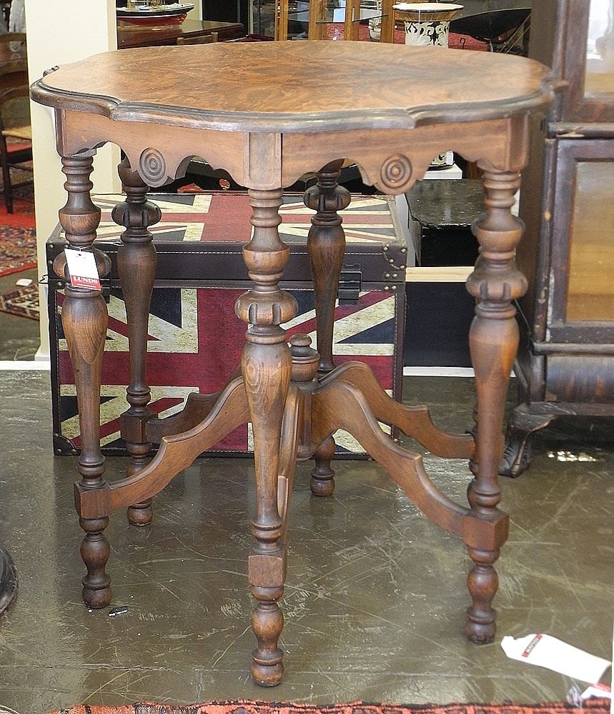 Vintage Canadian Book Matched Walnut Occasional Table, 29 x 28 x 28". (1 of 2)
