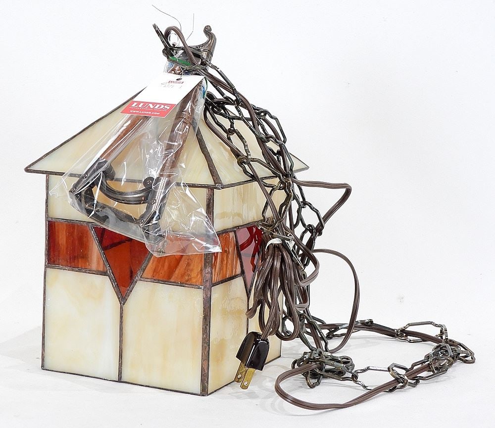 Leaded Glass Swag Light, 10"h. (1 of 2)