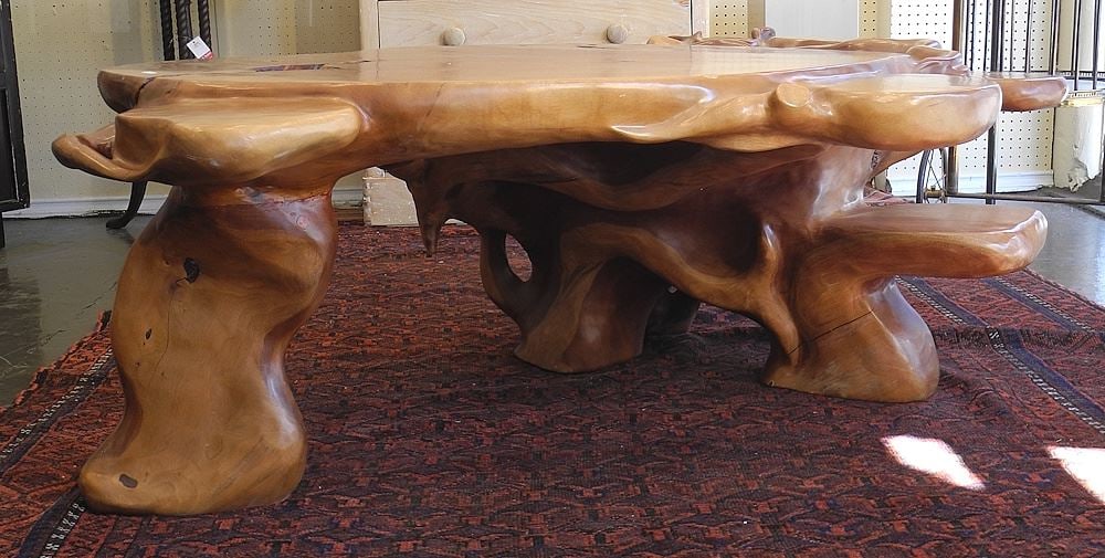 Burlwood Low Table, 21 x 73 x 42". (1 of 5)