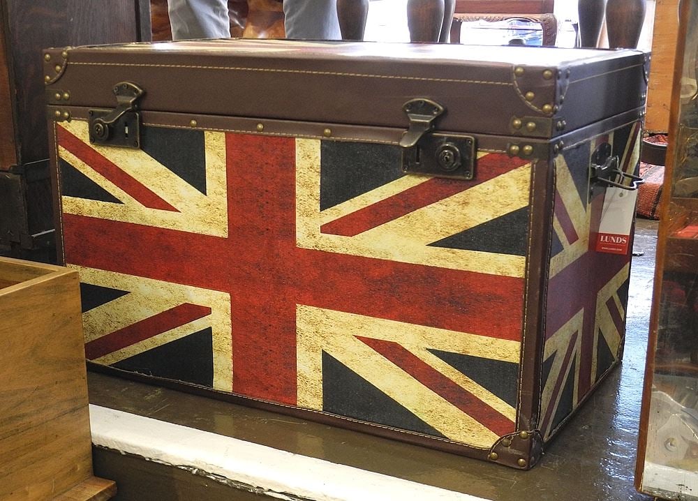 Contemporary Union Jack Trunk, 15 1/2 x 24 x 15". (1 of 2)