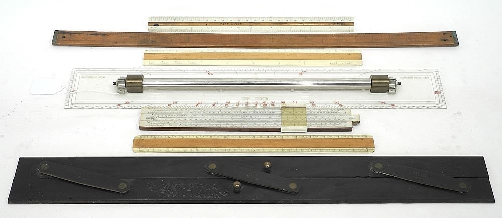 Collection of Vintage & Antique Rulers/Slide Rule/Parallel, 12-24"L. (1 of 3)