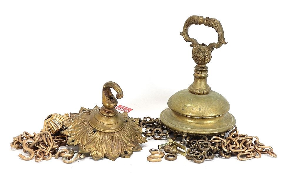 19th C. French Pendant Light Fixture (with extra parts / as found). (1 of 2)