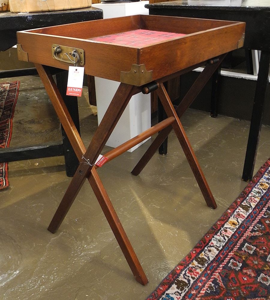 Reproduction Mahogany Folding Butlers Tray on Stand, 29"h. (22) (1 of 2)