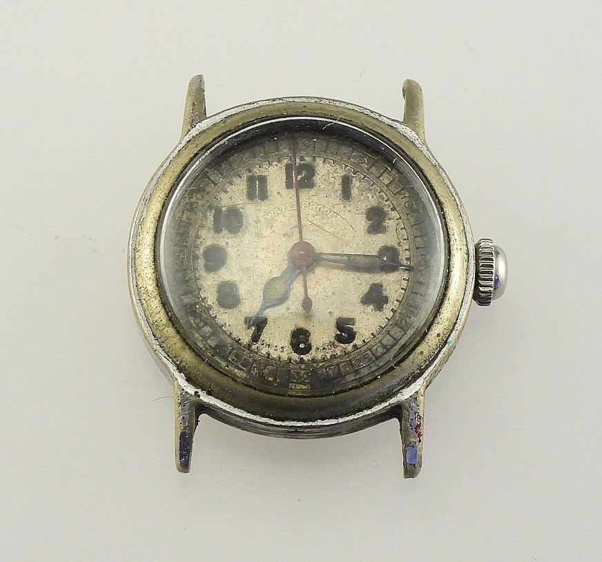 Canadian WW2 Era Swiss Made Waterproof Timepiece, Inscribed, 24.4g. (1 of 3)