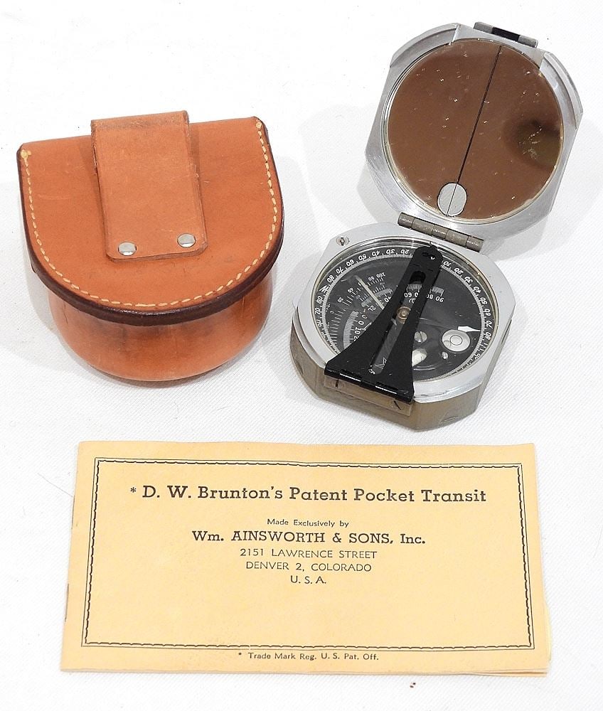 D.W. Brunton's Patent Pocket Transit w/ Leather Case & Manual. (1 of 2)