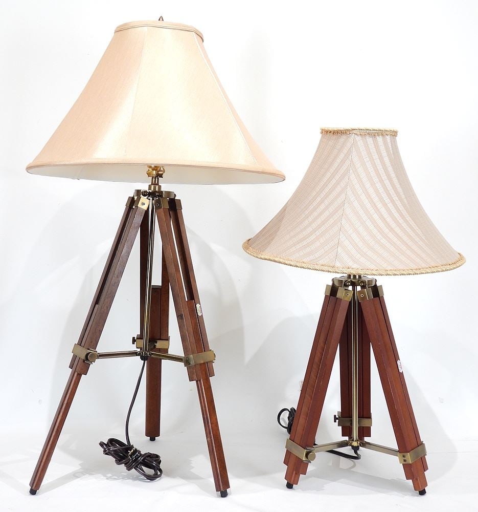 Two Surveyors Tripod Style Table Lamps, Variable Height. (1 of 1)
