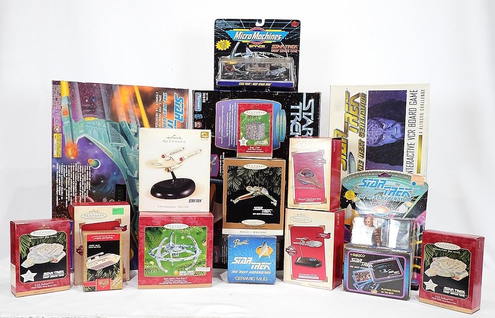 Collection of Star Trek Items: Ships/Figurines/Books/Mugs/Christmas Ornaments. (1 of 4)