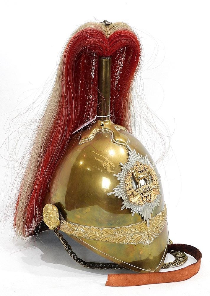 Pattern 1871 Light Calvary Dragoon Helmet, 14 1/4"h, 19th Alberta Dragoons. (1 of 3)