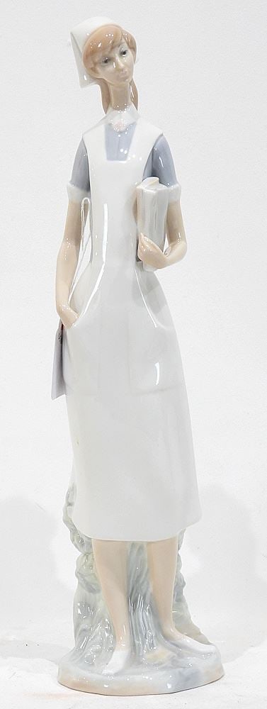 Lladro Porcelain "Nurse with Charts" Figurine, Model #4603, 14"h. (1 of 2)