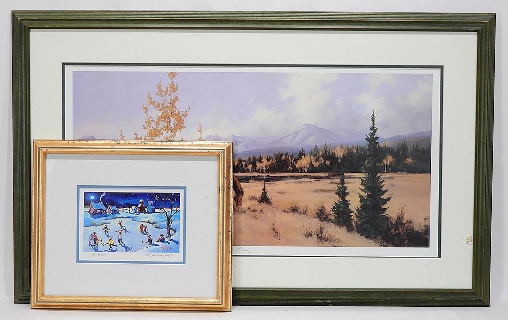 LEP signed Karl E. Wood, 15 x 30" "God's Country" Includes J. Burrow Colour Print. (1 of 4)