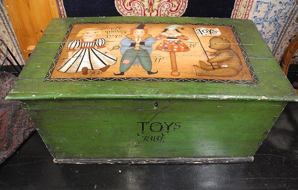 Hand Decorated "Finest Quality Toys" Chest, 33". (1 of 4)