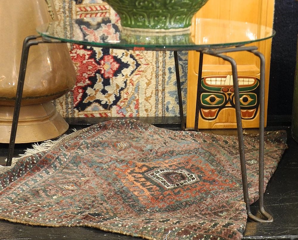 Wrought Iron & Glass Top Outdoor Table, 12 3/4"h. (1 of 2)